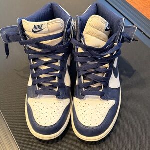 Nike High-Top Sneakers in Navy and White with Navy Swoosh